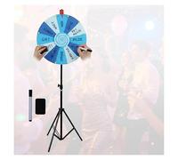 RVOWTAGL 60cm Ruleta De La Suerte con Trípode Ajustable 100-200cm, Roda De Premio con Marcador Borrable y Borrador para Palabras Fiestas Carnaval,Blue