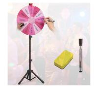 RVOWTAGL 60cm Ruleta De La Suerte con Trípode Ajustable 100-200cm, Rueda De Premio 14 Ranuras Coloridas para Carnaval y Feria Comercia,Pink