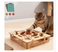 RVOWTAGL Cat Box Maze Maze Nail File Sandpaper Inside, Interactive Cat Puzzle Toy, for Indoor Cats Scratching with 1 Bell Balls and 2 Balls