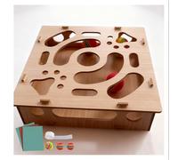 RVOWTAGL Cat Box Maze Maze Sandpaper Inside, Cat Scratch Puzzle Box, Alternative to Clippers and Grinders with 1 Bell Balls and 2 Balls