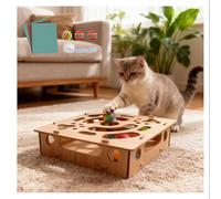 RVOWTAGL Cat Box Maze Maze Sandpaper Inside, Interactive Cat Puzzle Toy, Alternative to Clippers and Grinders with 1 Bell Balls and 2 Balls