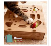RVOWTAGL Cat Nail File Enrichment Box Nail File Sandpaper Inside, Cat Puzzle Maze Box Cats Toys, Alternative to Clippers and Grinders with 1 Bell Balls and 2 Balls