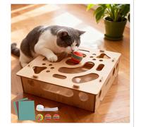RVOWTAGL Cat Scratch Puzzle Box Nail File Nail File Sandpaper Inside, Cat Nail File Enrichment Puzzle, for Indoor Cats Scratching with 1 Bell Balls and 2 Balls