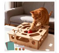 RVOWTAGL Cat Scratch Puzzle Enrichment Box Includes Sandpaper, Replaceable, Cat Puzzle Maze Box Cats Toy, Alternative to Clippers and Grinders with 1 Bell Balls and 2 Balls