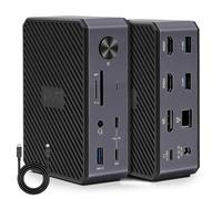 RVP+ Estación de acoplamiento USB C para monitor dual para laptop, 14 en 1, 3 monitores HD/4K triple pantalla, base DisplayLink con adaptador de 65 W para MacBook/Dell/HP/Lenovo, etc