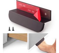 RVPEKUPE Pack de 2 tiradores de pie para debajo del armario con adhesivo y tornillos, abridor de pie con manos libres para cajón de armario de basura de cocina, 10 cm (negro mate)