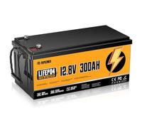 Rvpozwer Batería LiFePO4 12V 300Ah, Batería de Litio Recargable 3840Wh con BMS 200A, 18000 Ciclos, Ciclo Profundo para Placas Solares, Barco, Hogar y Camper