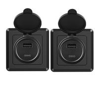 RVSPARK RV USB-A/C Dual Port Socket QC3.0 Tipo A y PD3.0 Tipo-C, 12 V de aluminio USB salida de carga rápida con placa frontal negra, ideal para RV, barco, caravana, remolque de camping (Pack de 2)