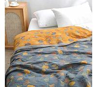 RVUEM Colcha De Ginkgo Ownkoti, EdredóN Reversible De AlgodóN con Estampado De Hojas De Ginkgo, Ligero Y Transpirable Colcha con Estampado De Hojas De Ginkgo,Amarillo,150×200cm