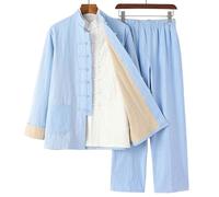 RVUEM Conjuntos De Traje De Kung Fu, Camisa De Uniforme De Tai Chi, Ropa De Entrenamiento,Qigong, Artes Marciales, Wing Chun, Shaolin, Camisa De Kung Fu, Conjunto Traje Tang 3 Piezas,002,S