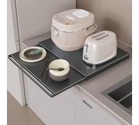 RVUEM Estante para Microondas de Acero al Carbono con Bandeja Extraíble, Organizador de Gabinete Extraíble para Diversos Electrodomésticos de Cocina,Negro