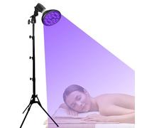 RVUEM LáMpara De Bronceado con Antifaz Y TríPode, 18 Unidades Led, 395 NM Dispositivo Autobronceador para Tomar El Sol En Casa, LáMpara De Pie Luz Violeta 54W, para Cuerpo Y Cara