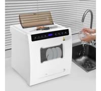 RVUEM Lavavajillas de Encimera, Mini Lavavajillas con 4 Modos de Lavado, Máquina Multifuncional de Lavado con Doble Rociado 360° para Cocina Hogareña, Apartamento y Autocaravana