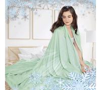 RVUEM Manta Refrescante De Verano, para Quienes Duermen con Calor Y Sudan por La Noche, EdredóN para Aire Acondicionado, 100% RayóN Derivado Bambú, CóModa Absorbe Calor Corporal,Verde,100 * 150cm