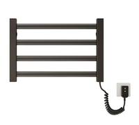 RVUEM Toallero Calefactable Inteligente, Secatoallas De Pared De 80 W, Calentador De Toallas EléCtrico PequeñO, Temperatura Constante, 4 Barras, Enchufable, para BañO,Negro,Right Line