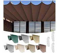 RVUEM Vela de Sombra Retráctil de Onda, Tela de Sombra Impermeable para Pérgola, Toldo de Poliéster, Protección contra el Viento para Patio, Jardín, Carport,Café,1.5×10M (W×L)