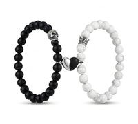 RVYEIOP 2 piezas Simple pulseras, Magnética pulsera mujer, Pulsera Amor Pareja, Regalo para pareja (blanco y negro).