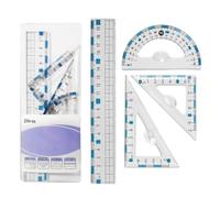 RVYEIOP 4 Piezas de escuadra y cartabon, Transparentes Regla, Regla antimisopía, aptas para Primaria, Secundaria y Oficina (15 cm).