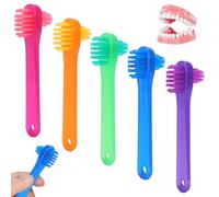 RVYEIOP Cepillo para Dentadura Postiza - Pack de 5 Unidades en Colores Azul, Verde, Naranja, Morado y Rosa - Cepillo Limpiador de Prótesis Dental - Ideal para Limpieza Diaria de Dentaduras Postizas