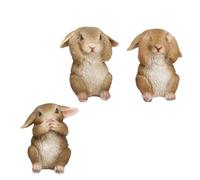 RWAJZAX 3 piezas Conejo de Pascua Figuras Escuchar No Ver Hablar Resina Conejo Estatuas Decoraciones para el Hogar y Vacaciones Conejo de Pascua Figuras