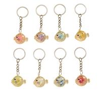 RWAJZAX 8pcs Noctilucent Buffer Fish Key Holder Set Único Silicona Topes de Pescado Queso Set Luz Nocturna Efecto Llave Decoración Suave Llavero de Goma