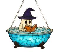 RWAJZAX Decoración de ventana de acrílico de Halloween fácil de aplicar, calabazas fantasmales, murciélagos, adornos colgantes para fiestas de Navidad, acrílico Halloween