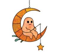 RWAJZAX Decoración de ventana de acrílico de Halloween fácil de aplicar, calabazas fantasmales, murciélagos, adornos colgantes para fiestas de Navidad, acrílico Halloween