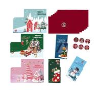 RWAJZAX Materiales reciclables Tarjetas de Navidad con pegatinas para sobres Obras de arte únicas para consumidores Regalos de negocios Deseos de temporada Tarjetas navideñas de negocios