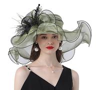 RWAJZAX Mujeres Iglesia Señoras Cloche Sombreros Niñas Sombrero de Iglesia para Boda Foto Accesorios Fiesta Al Aire Libre Delicado Organza Lazo Mujeres Iglesia, a, Talla única