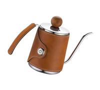 RWAJZAX Tetera De Café Funcional De Acero Inoxidable Con Ollas De 12 OZ Hecho Para Una Elaboración Precisa Con Un Hervidor De Agua Hecho A Mano Único Con Funda De Cuero