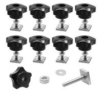 Rwbimti 8 unidades de tuercas en T M6 x 35 mm, 20 x 20 mm, caja de techo con tuercas, tuerca de agarre de estrella y arandelas, compatible con barras de techo, portabicicletas y riel.