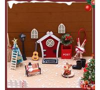 Rwbimti Juego de 19 accesorios de gnoble de Navidad,Resplandor en la ventana y puerta en miniatura oscura,Juego de accesorios para puerta de duendedor,Accesorios de gnoble Navidad Incluido Puerta del