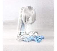 RWBY White Trailer Weiss Schnee Pelucas de Cosplay Gris Gradiente azul Largo Ombre Ondulado Resistente al calor Traje de pelo Peluca de cola de caballo