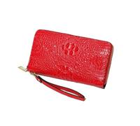 RWCCCRW Bolsos Carteras para Mujer Estuches para Tarjetas de Visita Carteras con Bloqueo Monederos de Cuero Genuino Bolsas Bolsos de Noche Clips para Dinero (Tamaño: Rojo)