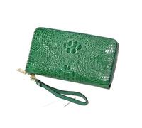 RWCCCRW Bolsos Carteras para Mujer Estuches para Tarjetas de Visita Carteras con Bloqueo Monederos de Cuero Genuino Bolsas Bolsos de Noche Clips para Dinero (Tamaño: Verde)