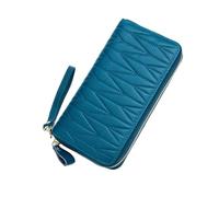RWCCCRW Bolsos Carteras para Mujer Estuches para Tarjetas de Visita Clips Largos para Dinero de Piel de Vaca Monederos de Cuero Genuino (Tamaño: Azul)