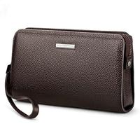 RWCCCRW Cartera con Bloqueo de contraseña para Hombre, Monedero Genuino de Cuero, Monedero con Cremallera Larga, Carteras para Hombre, la Mejor opción (Color: marrón, tamaño: 21 * 13 cm)