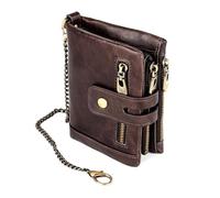 RWCCCRW Cartera Corta Plegable de Cuero Informal para Hombre, Billetera con Bolsillo para Monedas, Cartera Corta Retro multifunción con Cremallera para Hombre