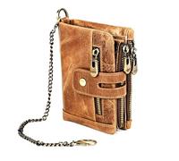 RWCCCRW Cartera Corta Plegable de Cuero Informal para Hombre, Billetera con Bolsillo para Monedas, Cartera Corta Retro multifunción con Cremallera para Hombre