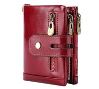 RWCCCRW Cartera Corta Plegable de Cuero Informal para Hombre, Billetera con Bolsillo para Monedas, Cremallera, Bolsa antirrobo RFID multifunción
