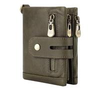 RWCCCRW Cartera Corta Plegable de Cuero Informal para Hombre, Billetera con Bolsillo para Monedas, Cremallera, Bolsa antirrobo RFID multifunción
