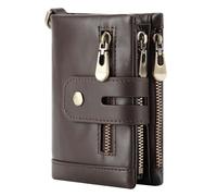 RWCCCRW Cartera Corta Plegable de Cuero Informal para Hombre, Billetera con Bolsillo para Monedas, Cremallera, Bolsa antirrobo RFID multifunción