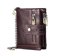 RWCCCRW Cartera Corta Plegable de Cuero Informal para Hombre, Billetera con Bolsillo para Monedas, Cremallera, Bolsa antirrobo RFID multifunción