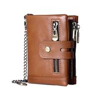 RWCCCRW Cartera Corta Plegable de Cuero Informal para Hombre, Billetera con Bolsillo para Monedas, Cremallera, Bolsa antirrobo RFID multifunción