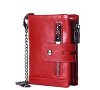 RWCCCRW Cartera Corta Plegable de Cuero Informal para Hombre, Billetera con Bolsillo para Monedas, Cremallera, Bolsa antirrobo RFID multifunción
