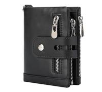 RWCCCRW Cartera Corta Plegable de Cuero Informal para Hombre, Billetera con Bolsillo para Monedas, Cremallera, Bolsa antirrobo RFID multifunción