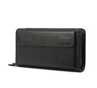 RWCCCRW Cartera para Hombre con Capa Superior Larga de Piel de Vaca, Bolso de Mano con Doble Cremallera, Monedero con Clip para Dinero para Hombre