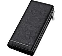 RWCCCRW Cartera para Hombre, Tarjetero Largo, Monedero para Hombre con Cremallera de Gran Capacidad, Cartera Multifuncional de Piel de Vaca con Cremallera para Hombre