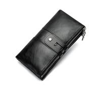 RWCCCRW Carteras largas de Piel de Vacuno para Mujer, Carteras de Piel auténtica, Fundas para Tarjetas de Visita, Bolsos de noche (tamaño: Negro)