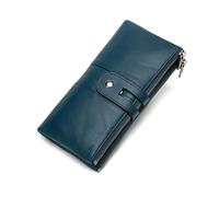 RWCCCRW Carteras largas de Piel de Vacuno para Mujer, Carteras de Piel auténtica, Fundas para Tarjetas de Visita, Bolsos de noche (tamaño: Azul)